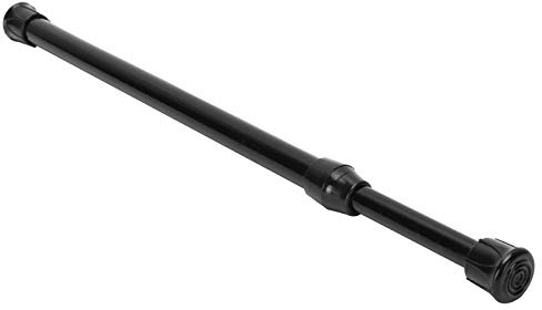 Gardinenstange, schwarz, Teleskop-Gardinenstange, Flaschenhalter für Verdunkelungsvorhangstange, Schuhregal, Speisekammer (30–50 cm, 1,3 cm Durchmesser, dünne Stange)