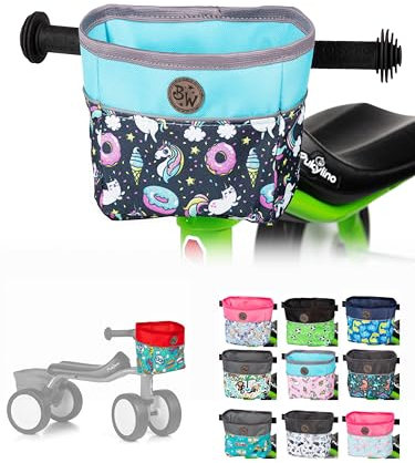 BAMBINIWELT Kinder Lenkerkorb – Tasche für Laufrad, Dreirad & Rutschfahrzeuge– für PUKYlino, WUTSCH, FITSCH & My First PUKY – wasserabweisend, robust & mit Reflektorstreifen, Farbe: Modell 24