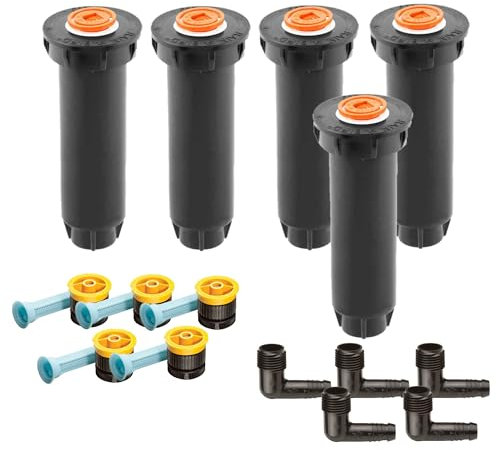 5X Rain-Bird 1804 Versenkregner mit 4 Van Düsen 0,9-1,2 m & 1/2 Flexwinkel SBE050