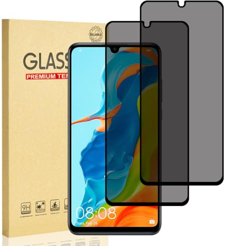 Hejkaoe Sichtschutz Schutzfolie für Huawei P30 Lite, Privacy Sichtschutzfolie, Sichtschutz Panzerglasfolie, Privatsphäre Anti Spy, 9H Härte, Anti-Kratzer, Blasenfrei, 2 Stück