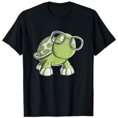 Lustige Nerd Schildkröte mit Brille Tiermotiv T-Shirt