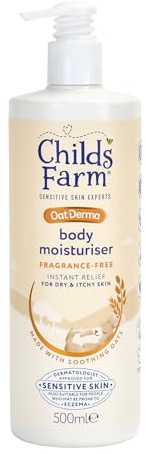 Childs Farm OatDerma Körper-Feuchtigkeitspflege, parfümfrei, beruhigende Hydration, empfindliche Haut, geschmeidig, Baby, Kinder, 500 ml