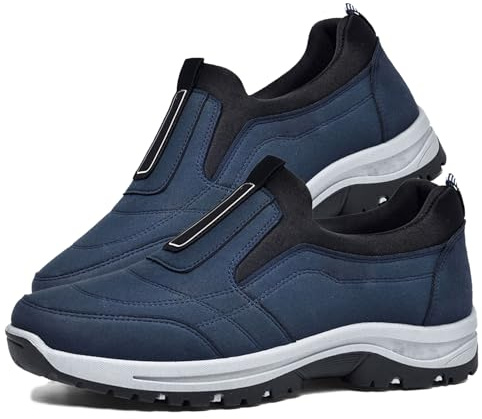 PTKG Chaussures Diabétiques pour Hommes Chaussures Sport Homme Pied Large Chaussures pour Pieds Larges Et Gonflés sans Lacets Baskets Chaussures pour Diabétiques,Dark Blue,42/260mm