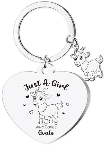 Soireeparty Porte-clés amusant chat vache Highland pour femme – Cadeau pour amoureux des animaux, Porte-clés chèvre argenté, goat gifts for women