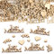 100 Stück Streudeko Hochzeit, Just Married Konfetti Aus Holz, Tischdeko Hochzeit mit 5 Muster, Hochzeitsdeko Tisch, Holz Konfetti Deko für Verlobbung Hochzeitsdekoration