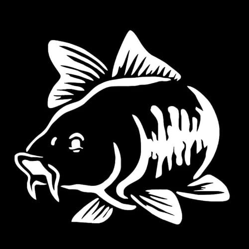 Autoaufkleber, modisch, lustig, Karpfen, Fisch, Tier, Autodekoration, Zubehör, Aufkleber, wasserdicht, kratzfest, 15 x 13,5 cm, Weiß，2 pcs