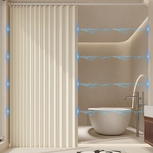 Haoyunll Rideau de Douche Pliable Imperméable, Kaki, 150x180cm