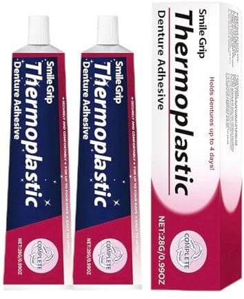 Thermoplastic Denture Adhesive | 2 Pc Denture Adhesive Gel | Lasting Super Hold Dentures Repair Kit | Professional Secure Dentures Adhesives | False Tooth Glue for Improving False Tooth Fit