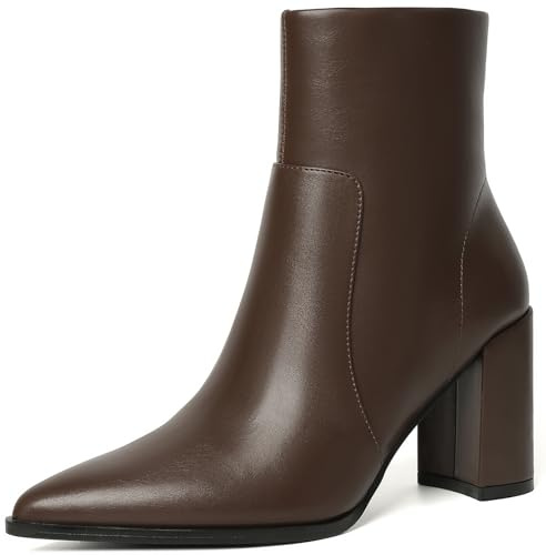 Susanny Brown Boots for Women Chunky High Heel Booties Shoes 10.5