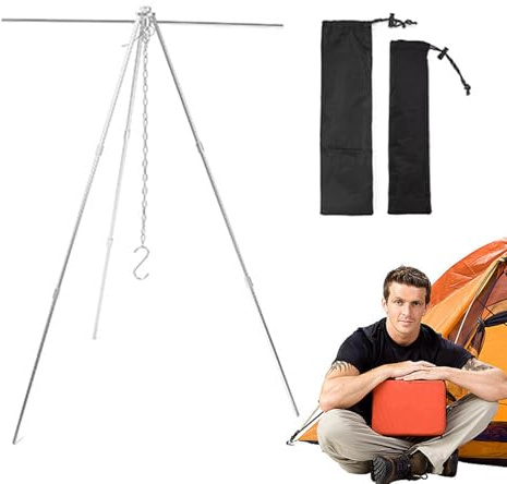 Campfire Cooking Tripod | Durable Over Fire Camp Grill | Versatile Hanging Camping Tripod | Outdoor Cooking Stand Perfect For Bushcraft, BBQ, Hiking & Open Flame Meal Prep