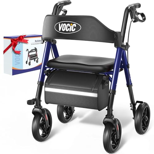 VOCIC Walkers for Seniors, Z21 Rollator Walker with Seat Supports 350lb, 8 Big Wheels for All Terrain, Ergonomic Arc Seat & 6 Ultra Backrest Foldable Walker, Dual Height Adjustment, Lightweight 2026