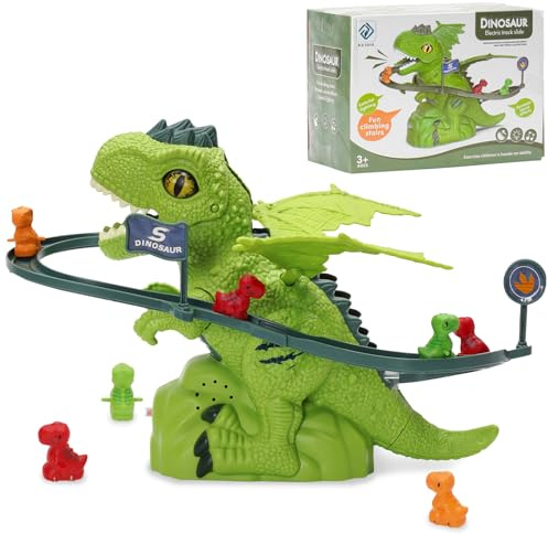 Ark miido Dinosaurier Kletterspielzeug, Dino-Rutsche, Dinosaur Climbing Roller Coaster Toy, Dinosaurier Kletterrutsche Achterbahn Spielzeug Licht und Musik