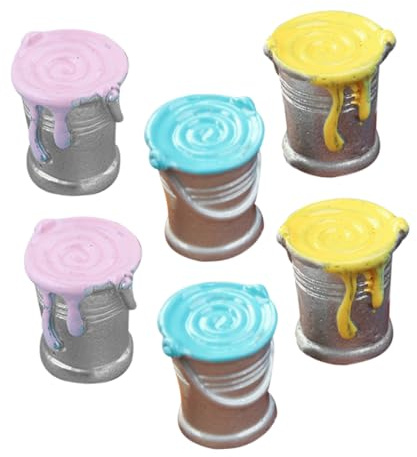 LALADEFIEE 6pcs Miniature Paint Buckets for Doll House Mini House Supplies Landscape Layout Props Realistic Mini Paint Pots and Photo Accessories