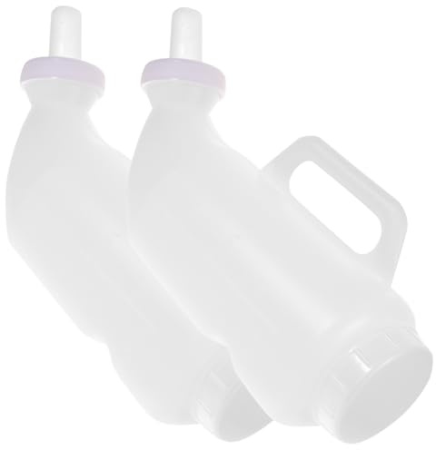 DIYEAH 2 Sets Thickened Livestock Nurser Bottles for Calf Sheep Feeding Leakage Prevention Design Portable Milk Feeder for Newborn Animals White Milk Supply Equipment Random Color