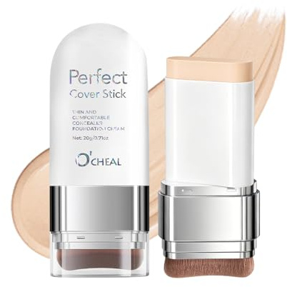 O'CHEAL 2-in-1 Foundation Concealer Stick mit Pinsel, Kontur 03 | Make-up Stick mit hoher Deckkraft fuer langen Halt, ebenmaessigen Teint und Kontur