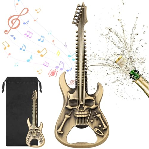 Retro Rock Guitar Bottle Opener, Gothic Skeleton Style Beer Opener, Bronze Gifts for Music Producer Electric Guitarist, Party Barbecue Accessories, Beer Gadgets, Funny Presents for Rockers Men Dad