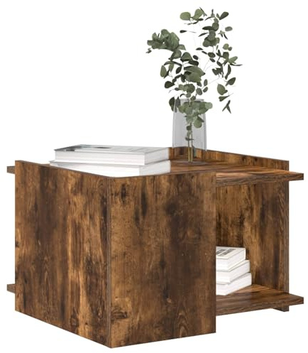 vidaXL Couchtisch Geräucherte Eiche 50,5 x 50 x 33 cm Holzwerkstoff, Stylischer Couchtisch, modernes Wohnzimmer-Design, flexibel, pflegeleicht, viel Stauraum