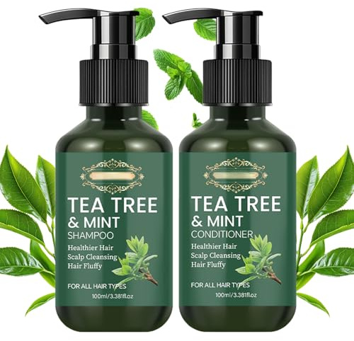 Tea Tree Mint Shampoo & Conditioner for Men & Women, Nourishing Hair & Scalp Shampoo and Conditioner Set for Hair Loss, Dandruff, Refresh Scalp, Promotes Hair Growth 100ml Each