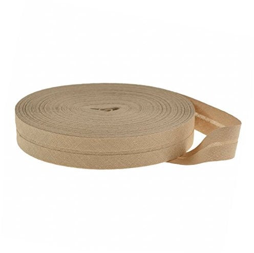 25m Baumwoll-Schrägband uni 20mm breit gefalzt Einfassband 50 Farben wählbar, Farbe:beige