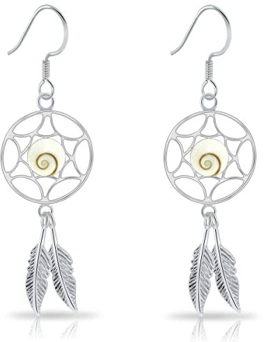 PLANETYS - 925 Sterling Silber Ohrringe Dreamcatcher Traumfänger Auge des Heilige Lucie - Santa Lucia - Oeil de Sainte Lucie - Shiva Eye