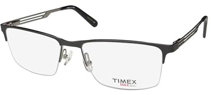 Timex 2:14 Uhr Edelstahl langlebige Materialien halbrand USA Designer Brillenrahmen/Brille/Brillen, Schwarz, 57/17/145