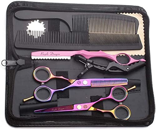 Kit de Ciseaux de Coiffure Professionnel Rose Ciseaux Coiffure 5,5 Pouces Peigne Inox Acier Ciseaux Coiffure Desepaissir Ciseaux Cheveux Coupe Frange Barbe pour Coiffeur Enfant Femme