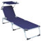 Divero Sonnenliege mit Dach blau 187x57x30 cm Keret klappbar 5fach verstellbar Gartenliege Aluminiumrahmen Dreibeinliege wetterfest robust