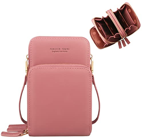 Petit sac à main pour téléphone portable pour femmes, Sac à main portefeuille à bandoulière pour dames,léger PU cuir multi-compartiments sac de téléphone avec des fentes de carte sangle réglable