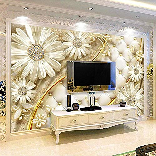 Jewelry Daisy Plant Series Customize 4D Wallpaper Tv Backdrop Wall Decoration Art Hd Print Poster Picture for Living Roo Custom 3D Wallpaper Paste Living Room The Wall for Bedroom Mural-300cm×210cm