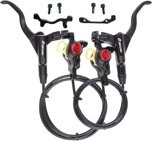 BUCKLOS Hydraulische Scheibenbremsen für Mountainbike, links vorne, 800 mm, rechts, hinten, 1450 mm, hydraulisches Bremsen-Set, Hebel aus Aluminiumlegierung mit Bremssätteln, PM/is Adapter, passend