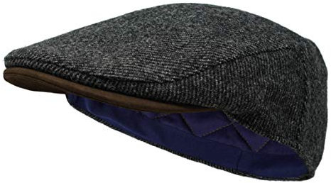 Borges & Scott Die Sloan - Flat Cap aus Irish Tweed und Nubukleder - Irischer Schiefer - XL