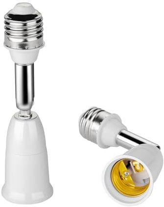 iKefe Lot de 2 adaptateurs d'extension de douille d'ampoule E26/E27, flexible à 180 degrés