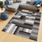 TAPISO Maya Kollektion Teppich Kurzflor Modern Vierecke Streifen Design Schwarz Grau Creme Meliert Verwischt Wohnzimmer Schlafzimmer ÖKOTEX 80 x 150 cm