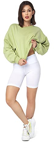 SOFTSAIL Leggings Mujeres Mallas Pantalones Cortos De Ciclista Pantalones De Yoga De Gimnasio Elásticos Transpirables Control De Barriga Cintura Alta Algodón para Damas Que Adelgazan Blanco 36
