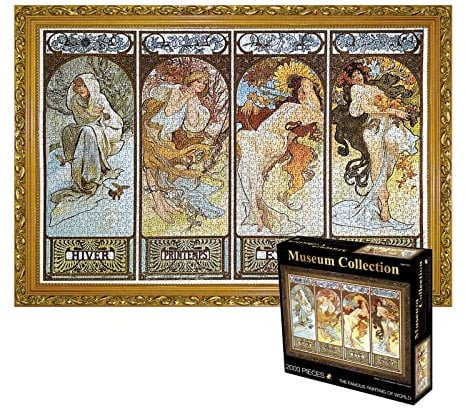 TINYOUTH 2000 Pieces Puzzle for Adults, 《The Four Seasons》Museum Collection Jigsaw, 70x100CM 2mm Thick Famous Oil Painting Puzzle, Stress Reliever Staycation Kill time for Adults Kids 14+