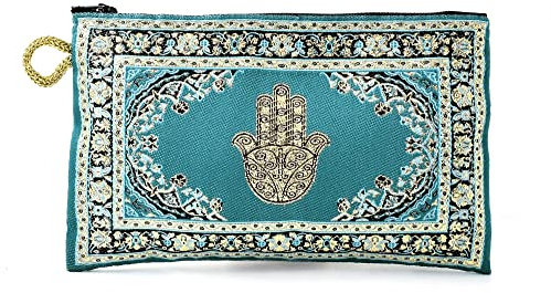 BDM Tissu à Fermeture à glissière Portefeuille Turques Femmes, Main Charme Chanceux brodé Fatima.