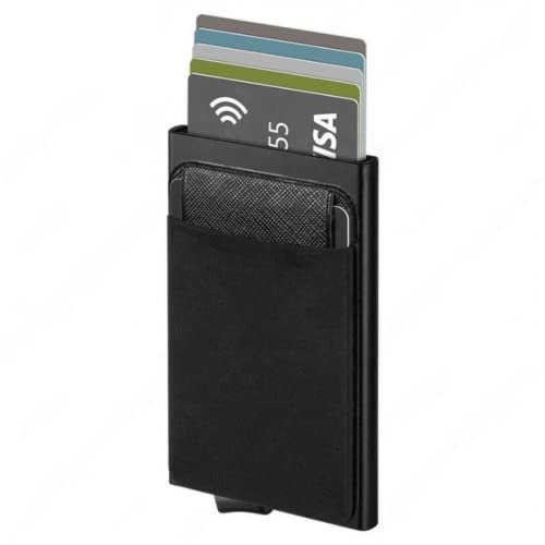 soleilx Porte-cartes de crédit, Documents, Distributeur de billets, Cartes, Portefeuille Smart Blindé RFID de Poche -6 fentes Slim Portefeuille Homme/femme Petit Mince, Noir