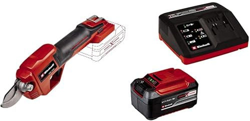 Einhell Sécateur sans fil GE-LS 18 Li-Solo Power X-Change (18 V, pour des branches jusqu’à 28 mm d’épaisseur, interrupteur de sécurité, revêtement souple Softgrip) avec chargeur et batterie 5,2Ah