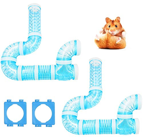 2 Hamsterröhren Kits, DIY Hamstertunnel Abenteuer Externes Rohr, Transparente Verbindung Track Ratte Spielzeug Hamsterkäfig Zubehör für Hamster Maus Kleintiere Sport Expand Space