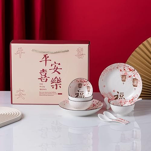 Vaisselle chinoise japonaise en céramique - Assiettes, bols, cuillères - 10 pièces