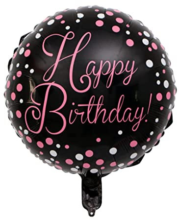 Black/Pink Birthday Foil Balloon, 45cm