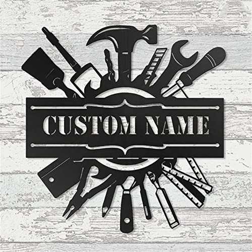 Personalisiertes Hausschild für Bauunternehmer, Metallwandkunst, individuelle Metall-Namensschilder,Tischler Metallschilder