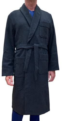 SGARLATA HOME Vestaglia da Camera per Uomo in Misto Lana Modello Scialle Classico Art. Oslo (M, Blu)