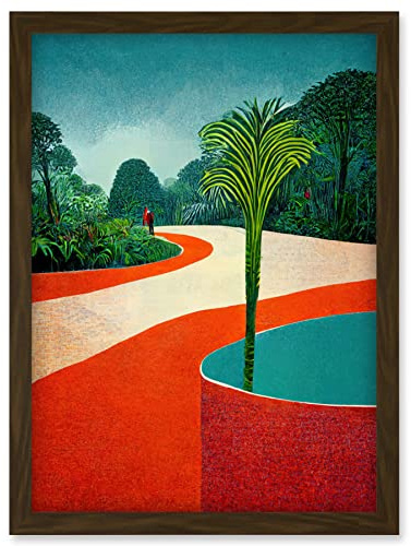 Doppelganger33 LTD Modern Abstract Orange Jungle Artwork Framed Wall Art Print A4
