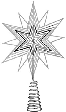 Tannenbaumspitze Silber Gold 20x13 cm Weihnachtsbaumspitze Christbaumspitze (Silber)