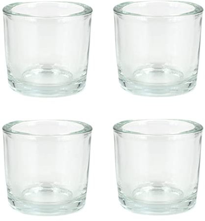 Teelichthalter Glas 6,5x6cm Set 4 Stück Teelichtgläser Windlichtglas Windlicht klein transparent