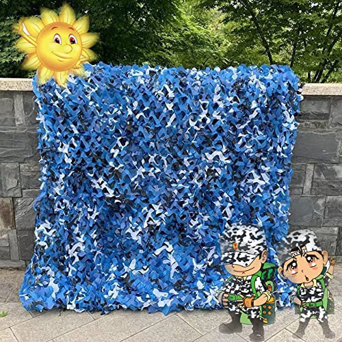 Camouflage Net Bleu,Filet De Camouflage Militaire Renforcé En Plein Air, Gazébo Pergola Jardin Patio Nuage Filet, DIY Filet De Parasol(Taille Personnalisée) Décoration De Fête À Thème(Size:6mX6m)