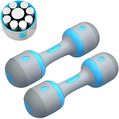 Haipky Hantel Verstellbare Gewichte-Set Home Gym Fitness für Frauen Damen Herren, 5-in-1 Gewicht, rutschfeste Gummihand, 2 3 4 5 6 7 8 9 10kg, 2 x 5kg/Set (blau + grau)