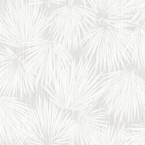 Holden Palm Leaf Wallpaper - Modern Wallpaper for Living Room, Bedroom, Fireplace - Decorative Luxury Wall Paper with Tropical Palm Leaf Silhouettes, Textured Finish & Metallic Highlights (Grey/White)
