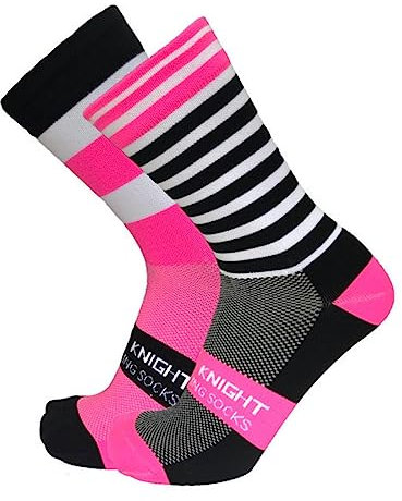RUDDOG Chaussettes De Sport Homme 3Pcs / Stripe Points Chaussettes De Vélo Sport Respirant Chaussettes De Vélo De Course En Plein Air Chaussettes De Course-Tw Rose Pâle